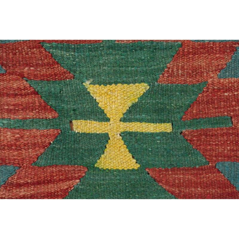 Hand Woven Oriental 100% Wool Carpet Southwestern Tribal Navy Blue & Blues Kilim Area Rug - 7' 3'' X 5' 7''