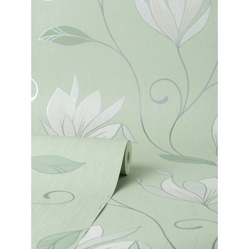 Fine Decor Synergy Light Green Floral Wallpaper