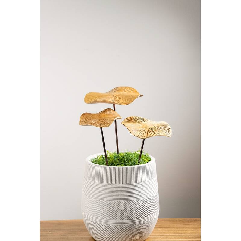 16 in. Hand-Carved Wood Mushroom Metal Stakes (Set of 3)