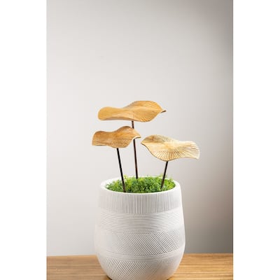 16 in. Hand-Carved Wood Mushroom Metal Stakes (Set of 3)
