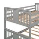 preview thumbnail 9 of 10, Gray Twin over Twin Size Solid Wood Bunk Bed with Ladder and Fence for Kids, Bedroom