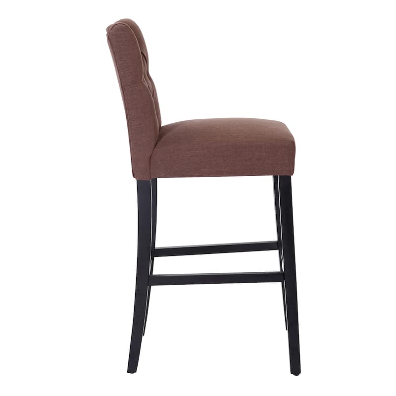 Carter 29" Button Tufted Bar Stool Black Finish