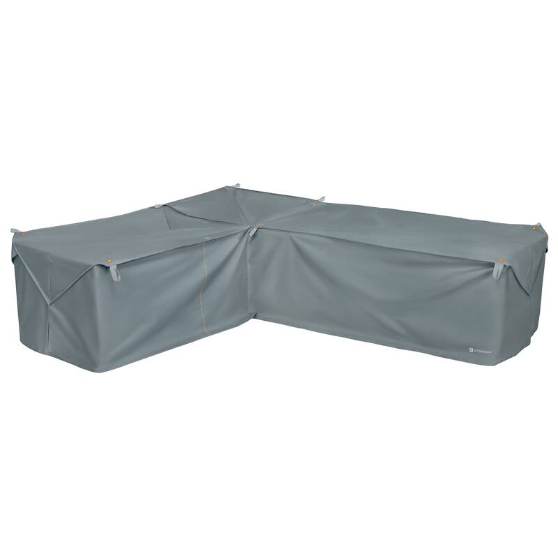 Storigami Water-Resistant 104 Inch Easy Fold Patio Left-Facing Sectional Lounge Set Cover, Monument Grey