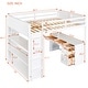 preview thumbnail 7 of 9, Full Size Wood Loft Bed with Ladder, Shelves, and Desk, White