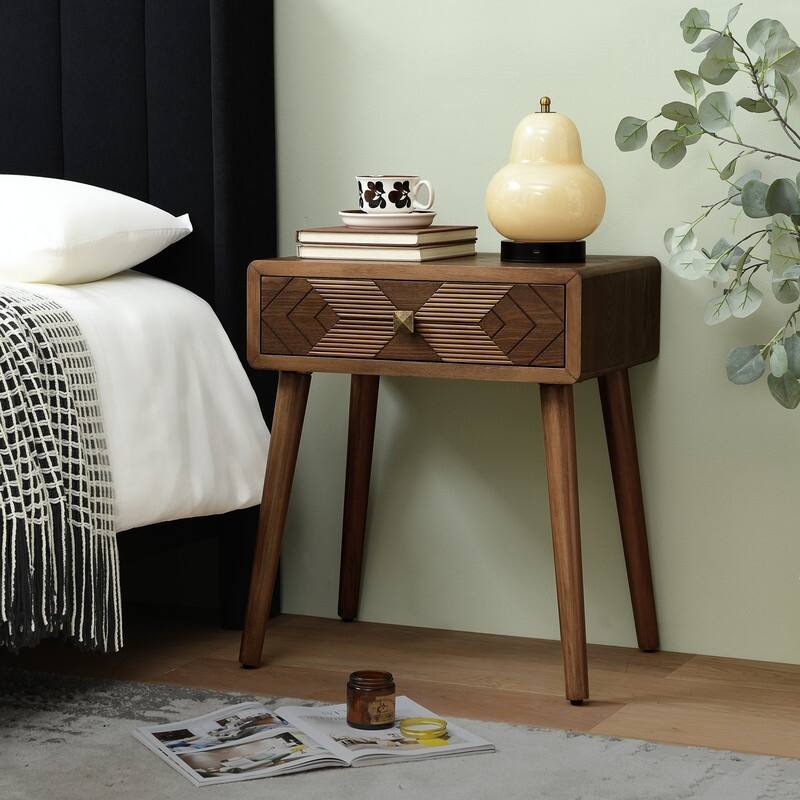 Mid Century Modern Nightstand with Drawer
