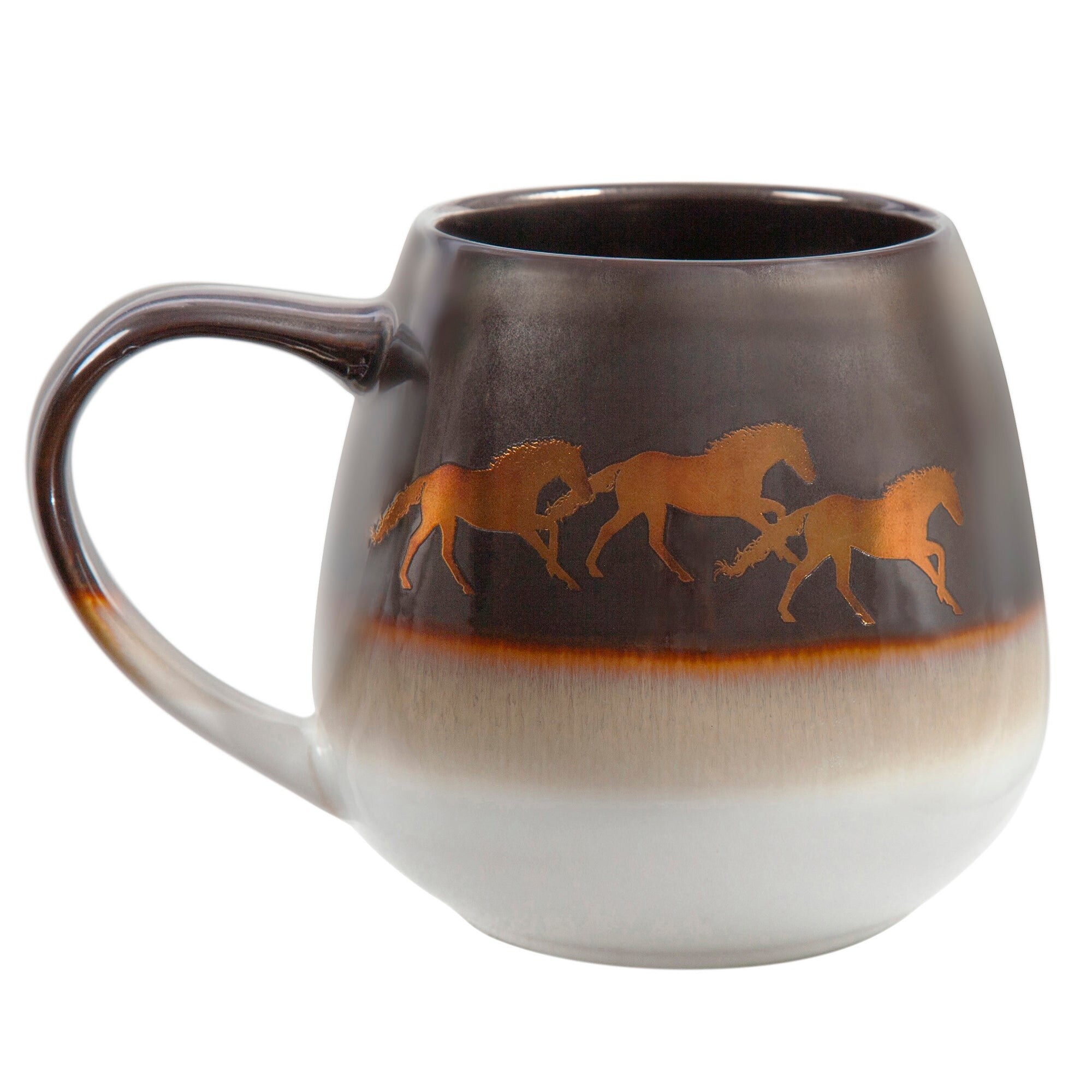 Paseo Road Running Remuda Metallic Horses Ceramic Mugs, Set of 4