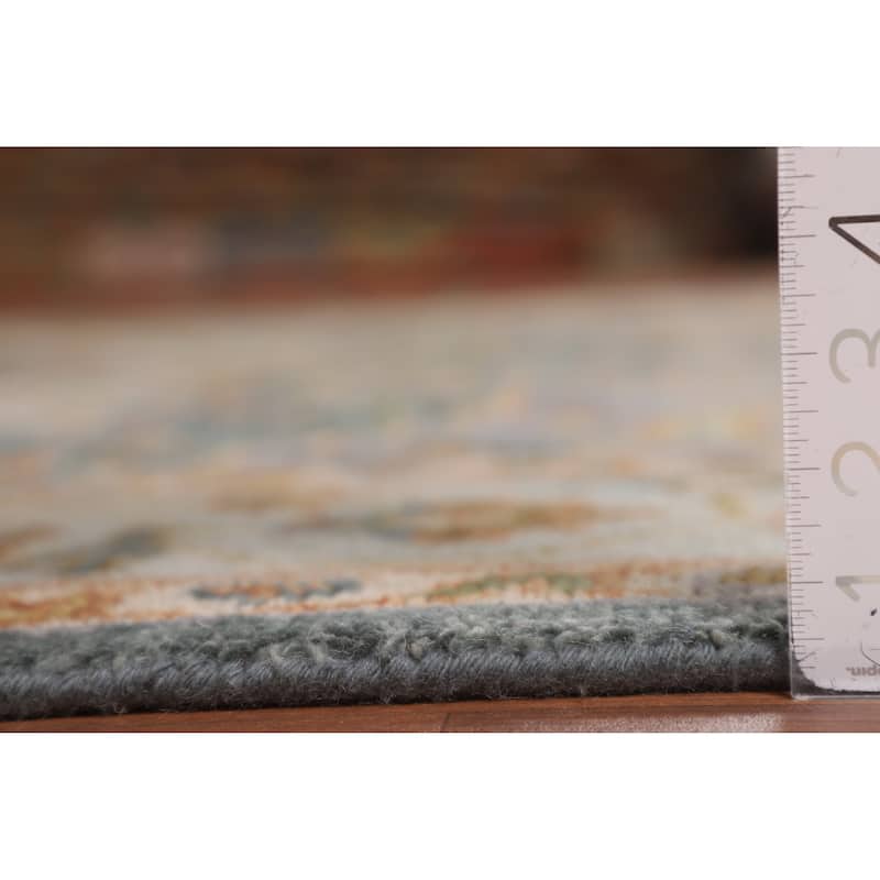 Geometric Grey Heriz Serapi Rug Hand-Knotted Traditional Wool Carpet - 8'1"x 9'11"