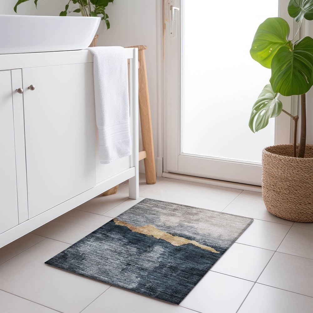 Machine Washable Indoor/ Outdoor Modern Contemporary Chantille Rug