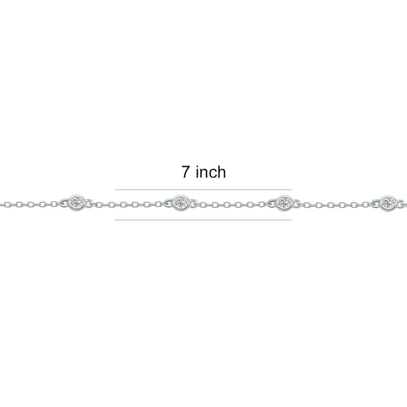 Marquee 1/4 Carat TW Bezel Set Lab Grown Diamond Station Bracelet in 14K White Gold
