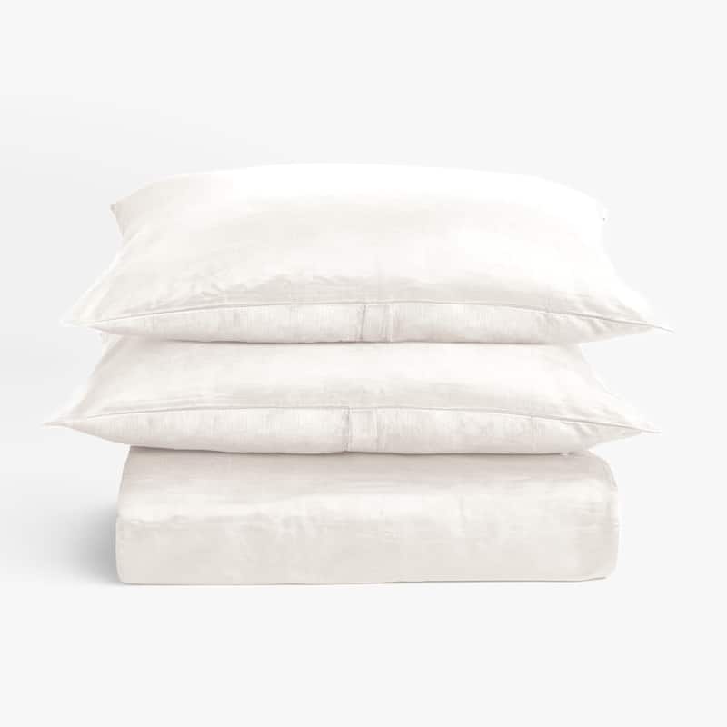 Lia, Rayon/Velvet, Ivory, Duvet Cover