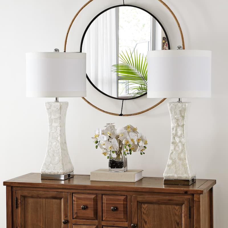 SAFAVIEH Lighting Wende 30.5-inch White Concave Table Lamp (Set of 2) - White