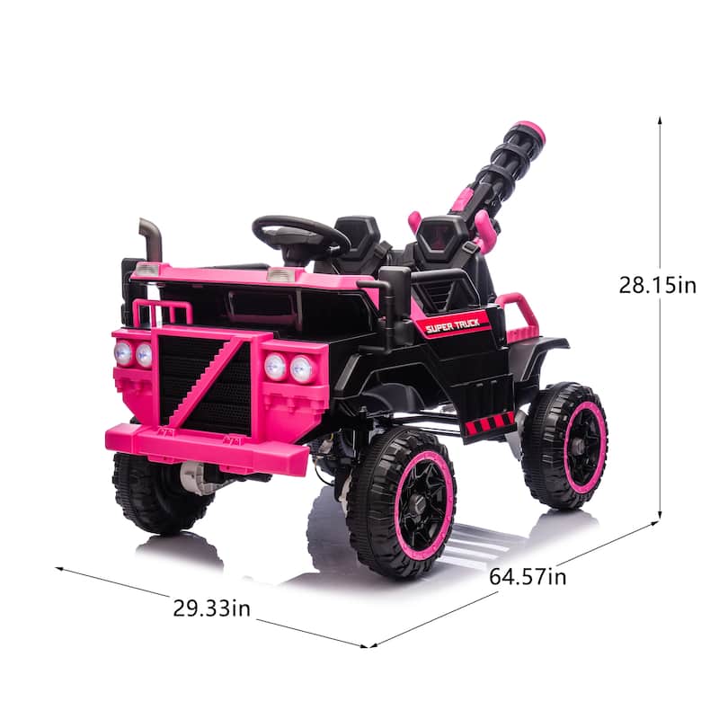 24V 3-Seater Kids Electric Ride-On Car for Ages 3-8, Remote Control with Water Gun & Bluetooth - Pink