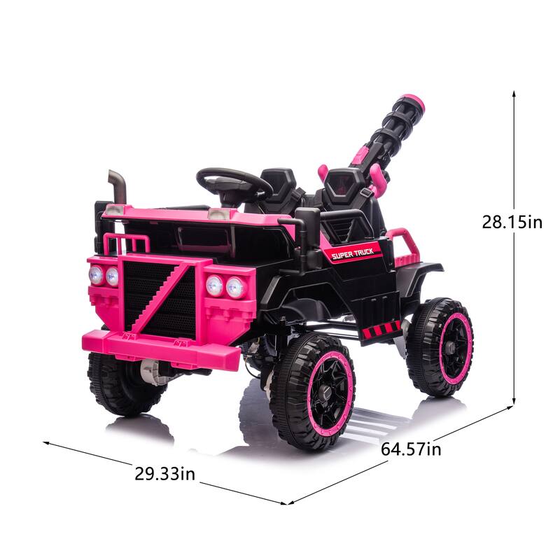 Kids Electric Ride-On Car, 3-Seater with 4 Motors, Parental Remote, Water Gun & Bluetooth MP3 - 3-Speed for Ages 3-8