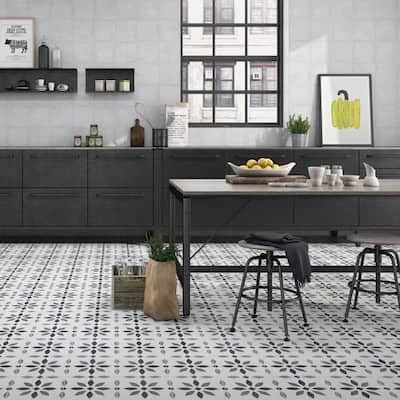 Snowflakes 8.7x8.7 Matte Porcelain Encaustic Tile - Floor, Wall & Backsplash