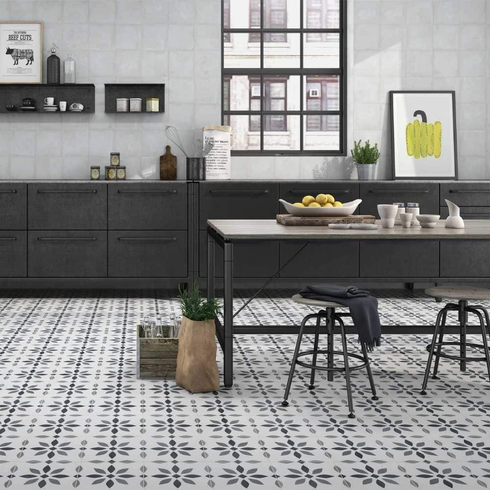 Snowflakes 8.7x8.7 Matte Porcelain Encaustic Tile - Floor, Wall & Backsplash