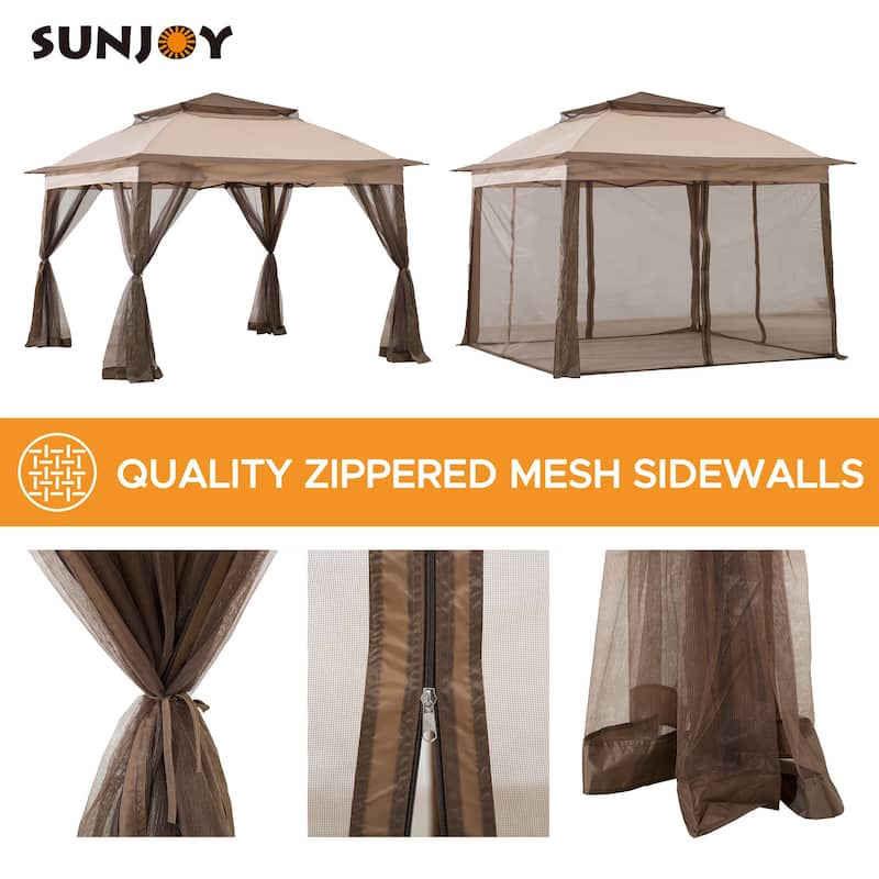 Sunjoy 11x11 ft.Pop-Up Gazebo with Netting and Carry Bag