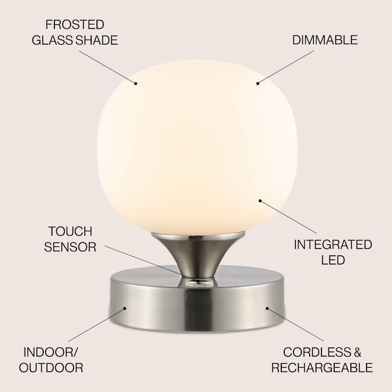 Zoe 6.13" Bohemian Farmhouse Iron Wireless Rechargeable Integrated LED Table Lamp, Oil Rubbed Bronze/White by JONATHAN Y