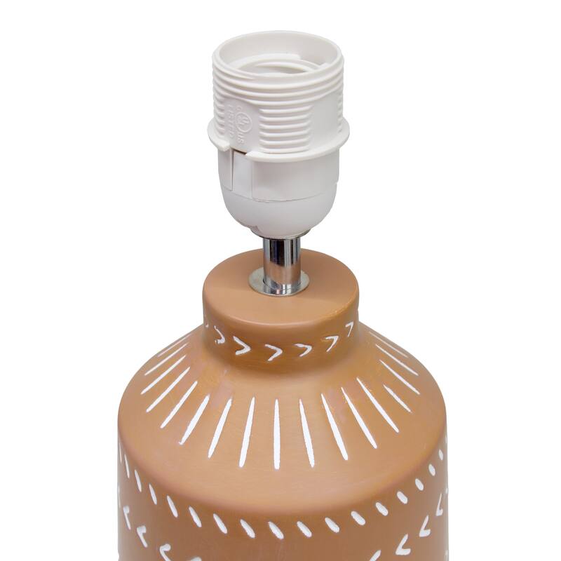 Patterned Ceramic Table Lamp with Fabric Drum Shade Modern Boho Style Multiple Colors - 8.27” x 8.27” x 17.00”