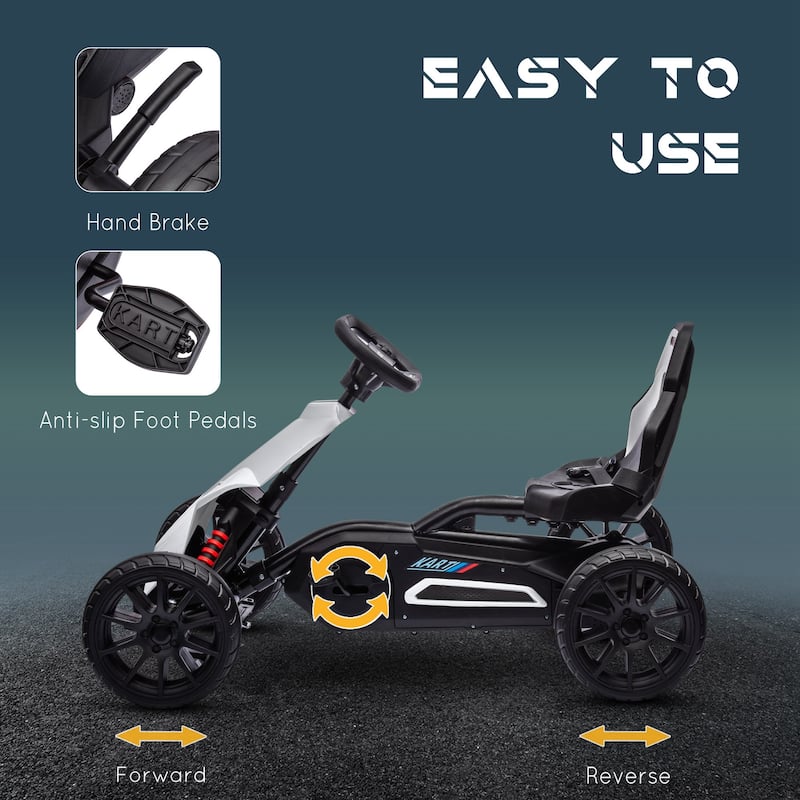 Go Kart for Kids with Seat Belt and Backrest, Realistic Ride on Motor Vehicle Toy, White Battery Powered Drifting Vehicle