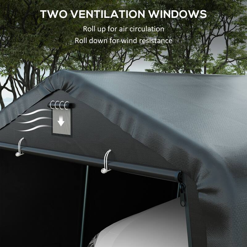 Outsunny 12' x 20' Heavy Duty Carport, Portable Garage Canopy Tent with 2 Ventilation Windows and Large Door, for Car, Truck