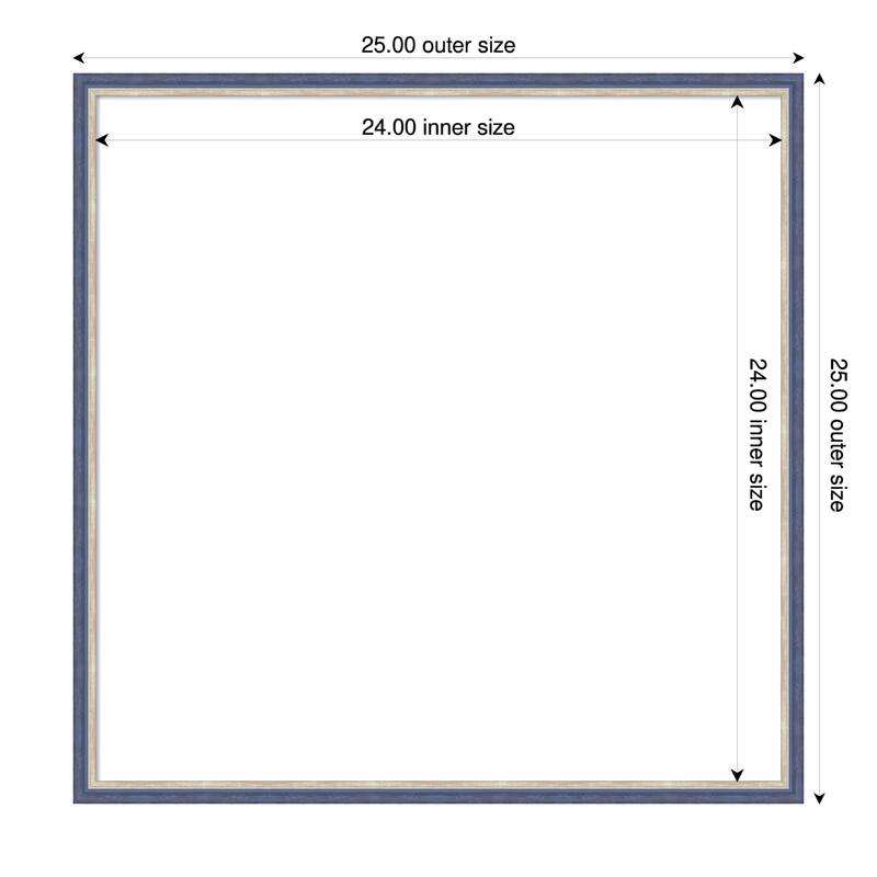 Amanti Art Theo Black Silver Narrow Framed Dry Erase Magnetic Board - 25 x 25 in - Theo Blue Narrow