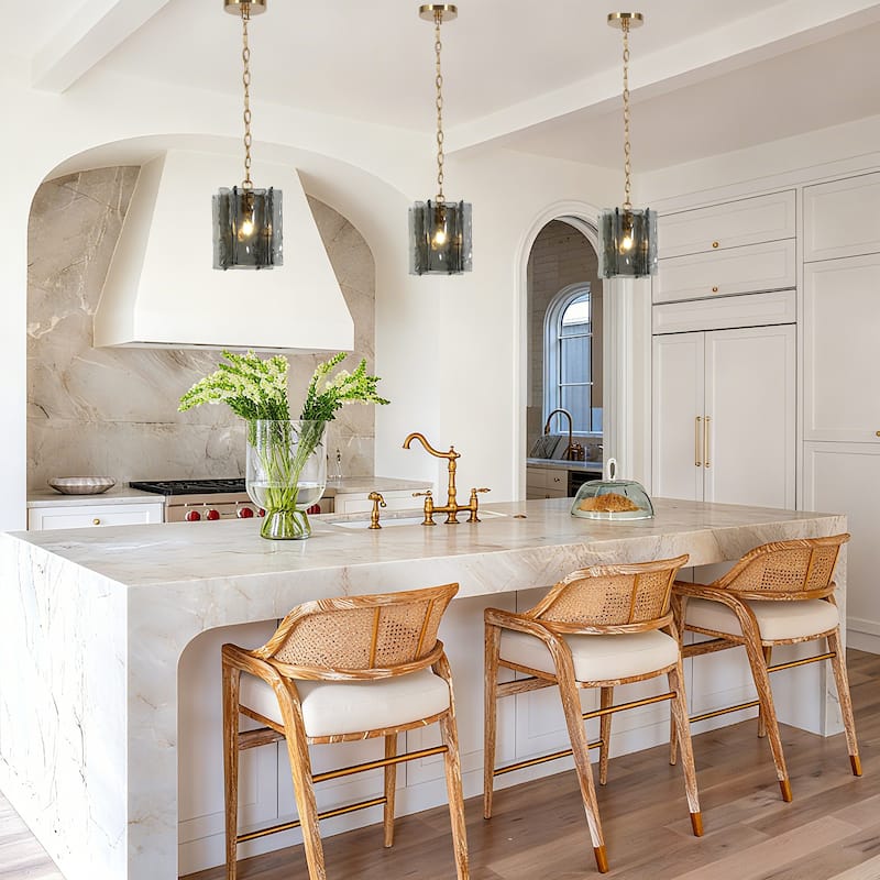 Kasy Modern 1-Light Textured Glass Pendant Light Unique Kitchen Island Light