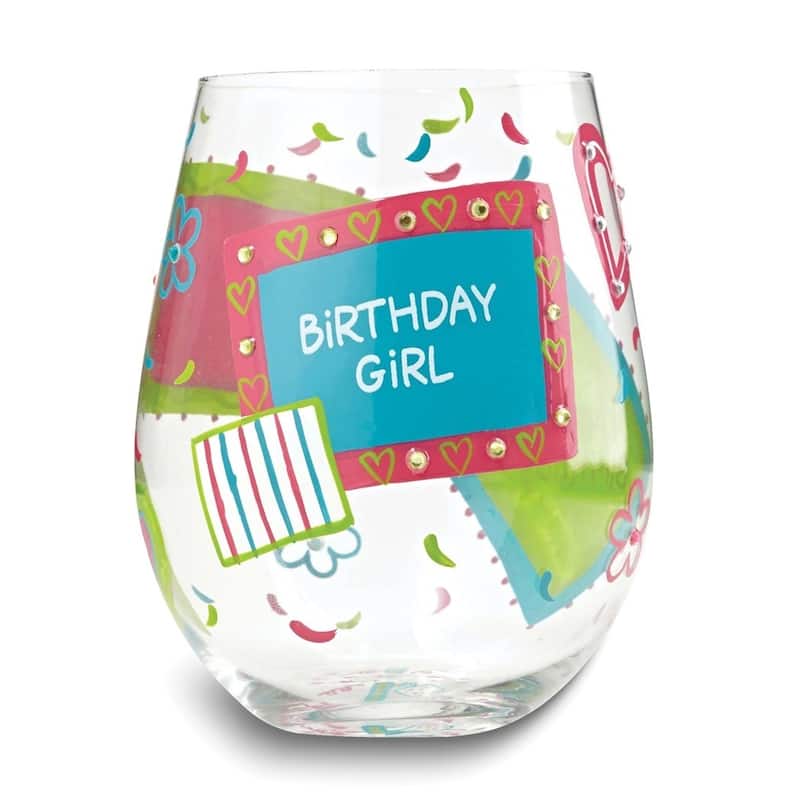 Curata Hand-Painted Birthday Girl Stemless Glass