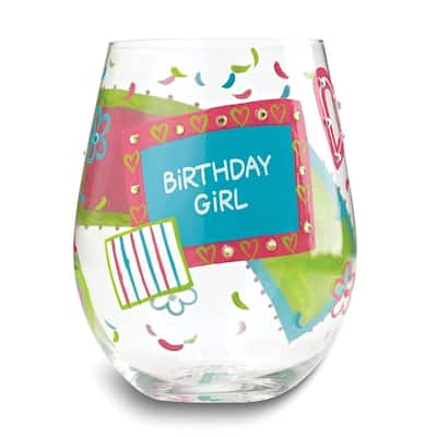 Curata Hand-Painted Birthday Girl Stemless Glass