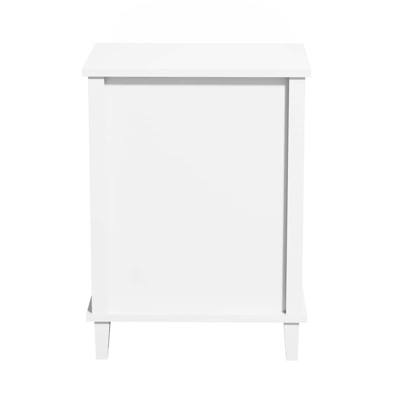 26.77"H Wooden Nightstand with One Drawer One Shelf for Kids, Adults, Gray+Silver Handle