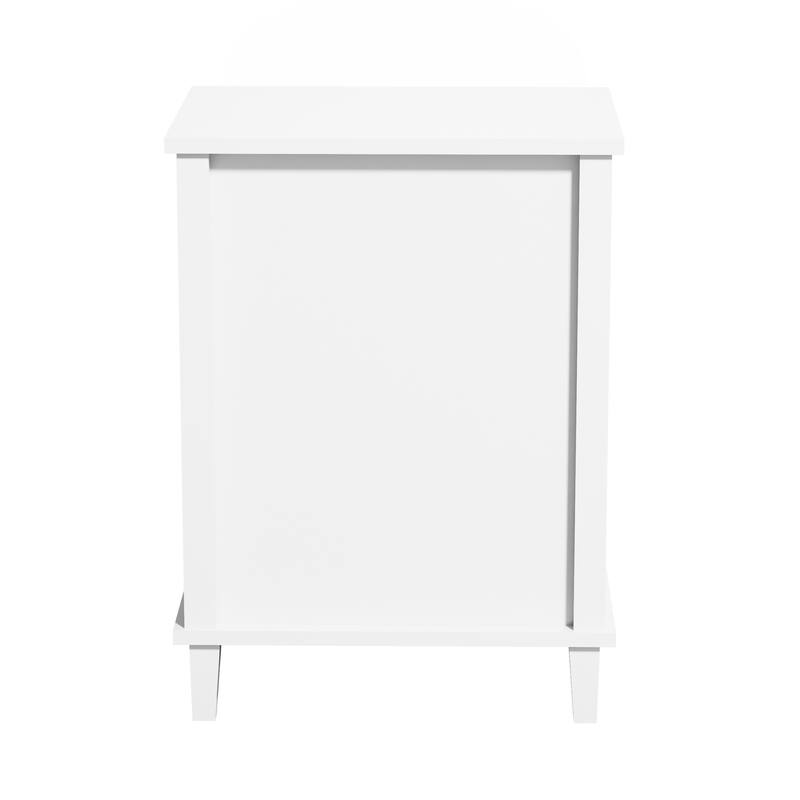 Anmytek White Nightstand with Drawer and Shelf Farmhouse Modern Bedside Table