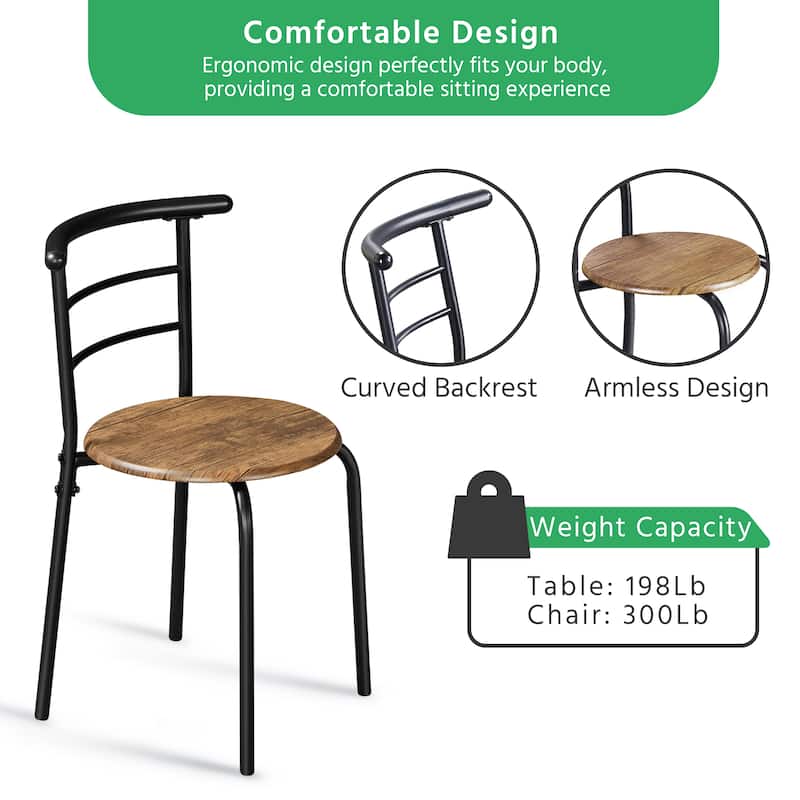 Yaheetech Modern Round Dining Table Set, 3 Piece Dining Room Sets for Kitchens, Apartments