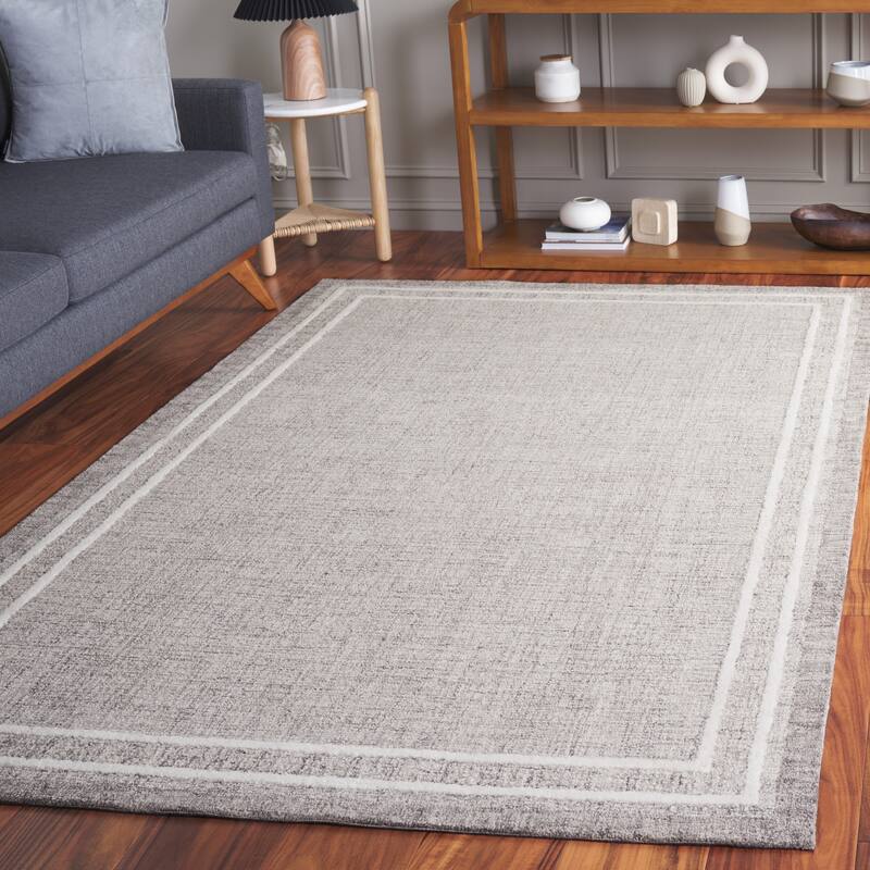 SAFAVIEH Handmade Ebony Gosselke Modern & Contemporary Wool Rug - 4' x 6' - Grey/Ivory