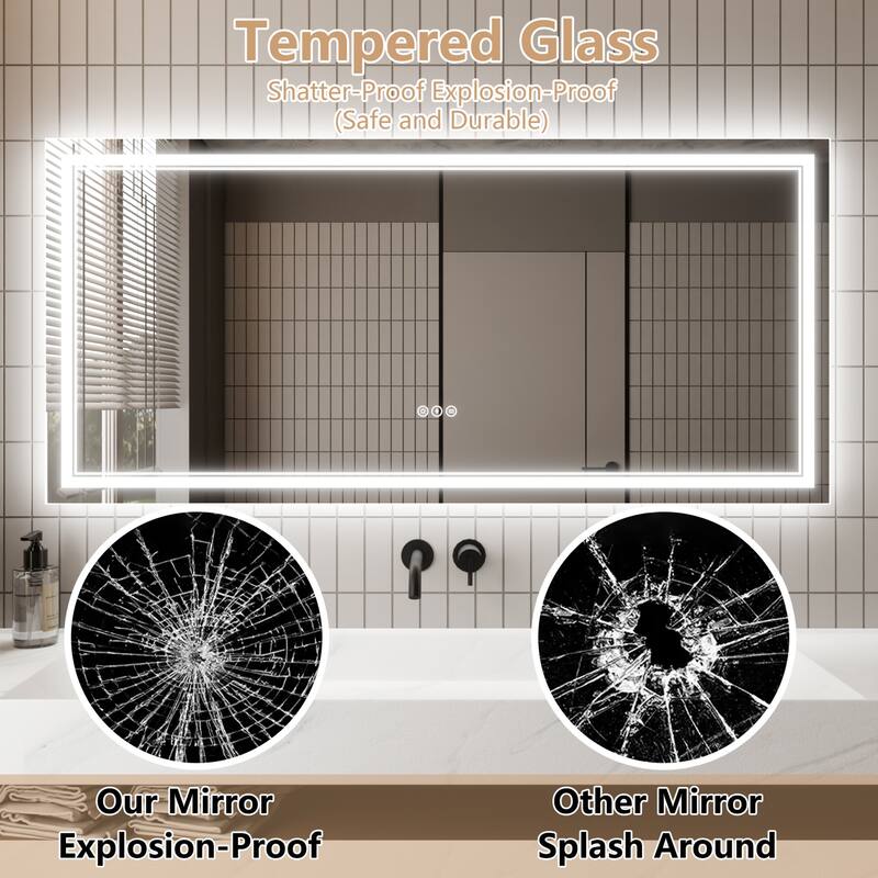Modland Small Size LED Bathroom Mirror Back & Front Lighted Anti-Fog