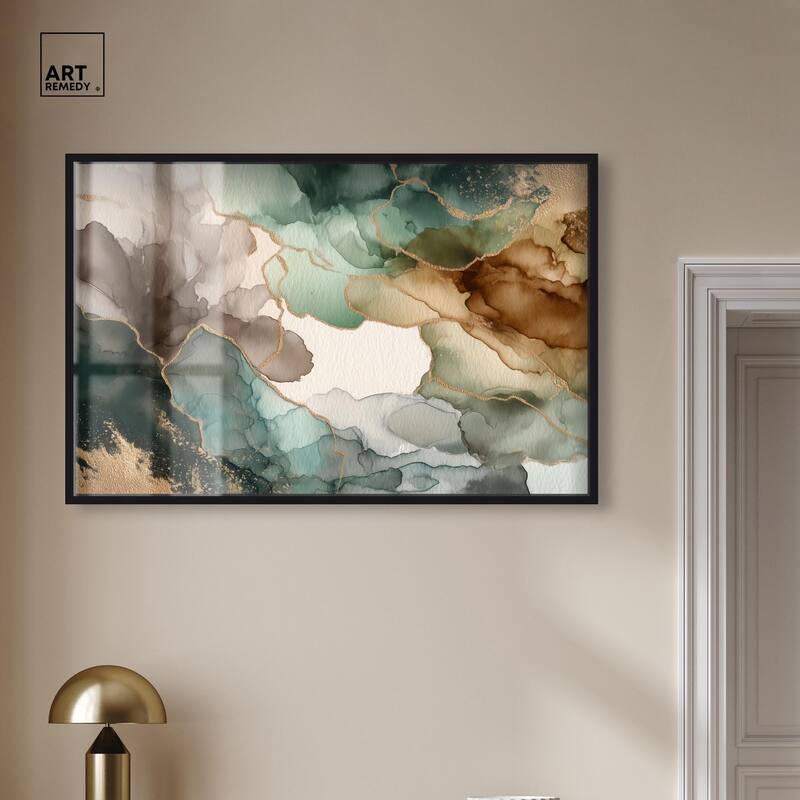 Golden Estuary II Shadowbox by Art Remedy