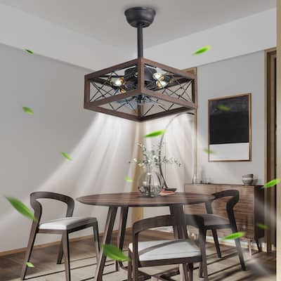 18'' Caged Ceiling Fan Lights Remote With APP Control