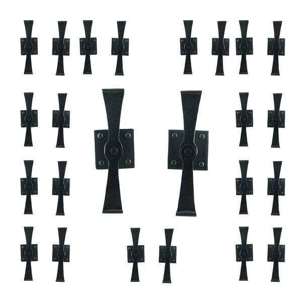 Black Wrought Iron Shutter Dogs 5.75" Propeller Shaped Shutter Dogs