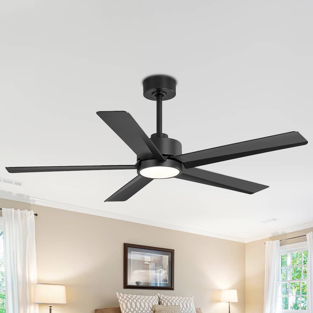 52 Inches 5-Blade Black Integrated LED Ceiling Fan with Light Kit and Remote