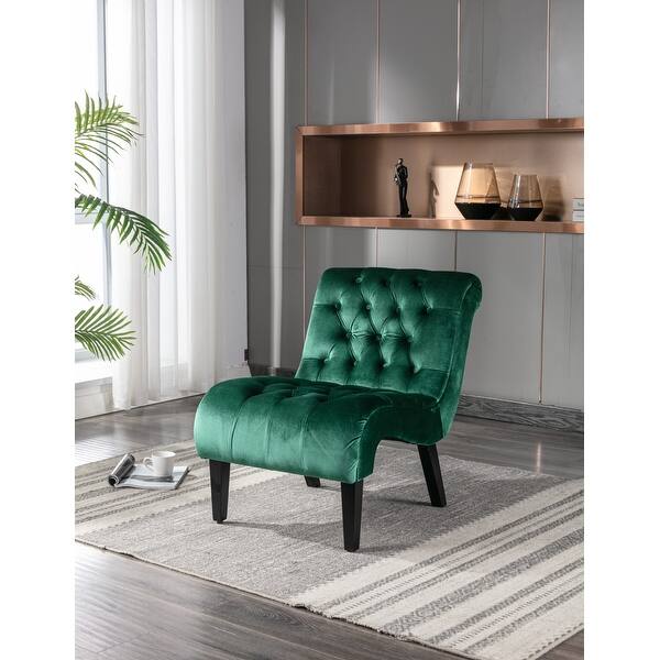 Green Velvet Accent Chairs Solid Wood Frame Barrel Chair Tufted ...