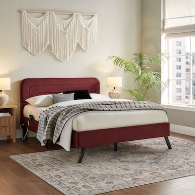 Studio Living Ashton Full Upholstered Bed in Velvet Fabric