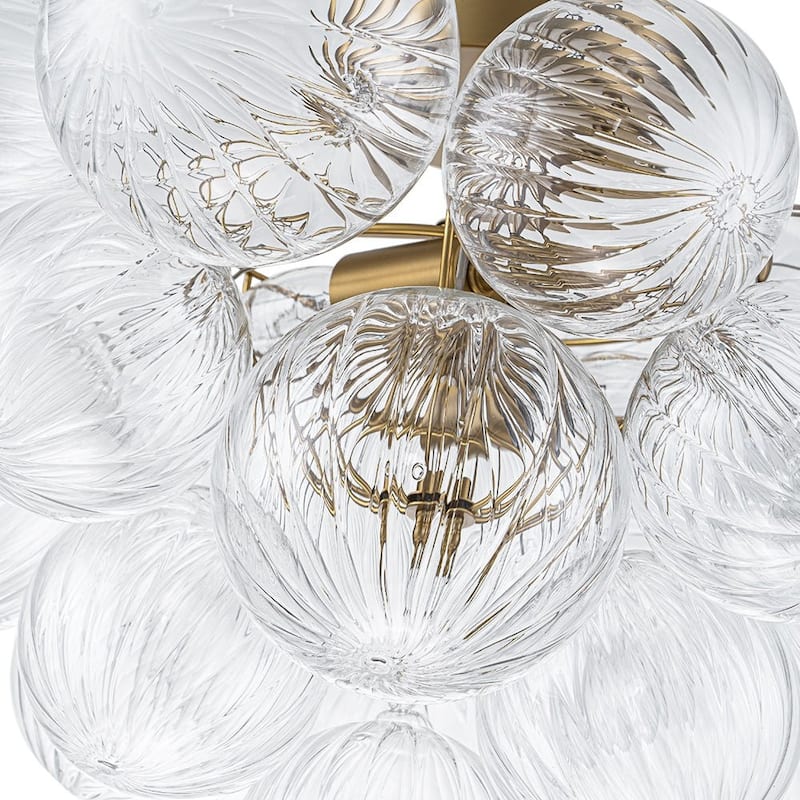 Glam 2-Light Striped Glass Cluster Bubble Living Room Flush Mount - 19.7 in