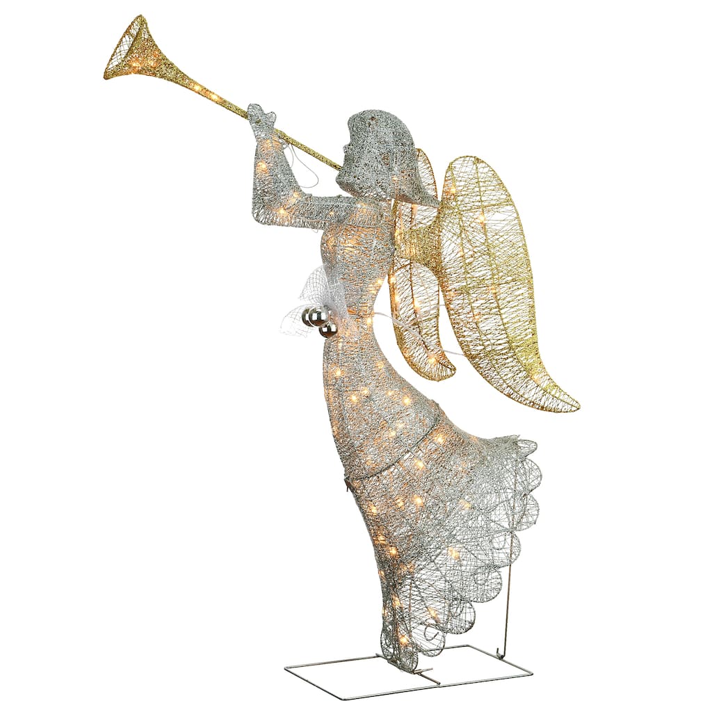 National Tree Company 4 ft. Prelit Christmas Angel Decoration - Silver - 4 ft