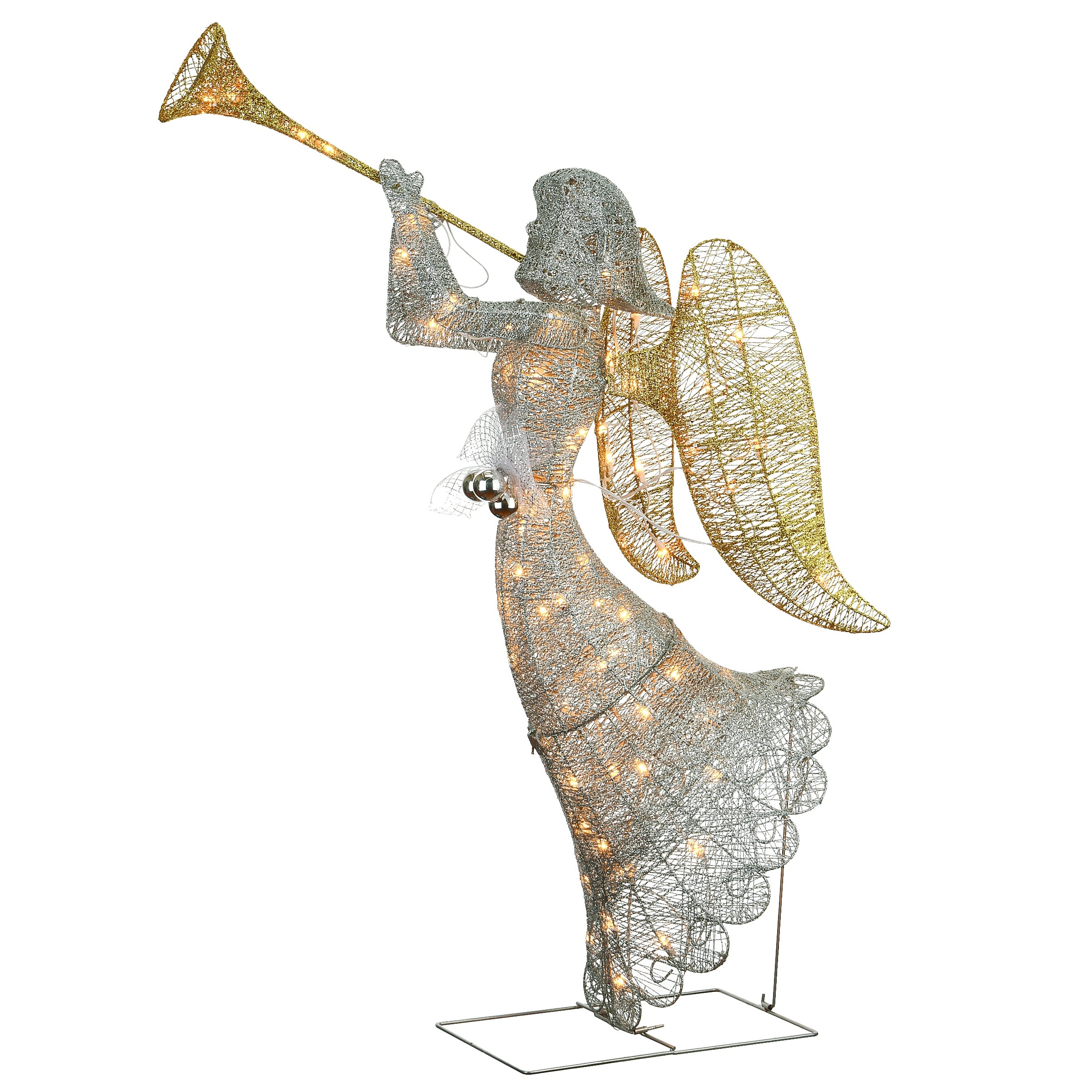 National Tree Company 4 ft. Prelit Christmas Angel Decoration - Silver - 4 ft