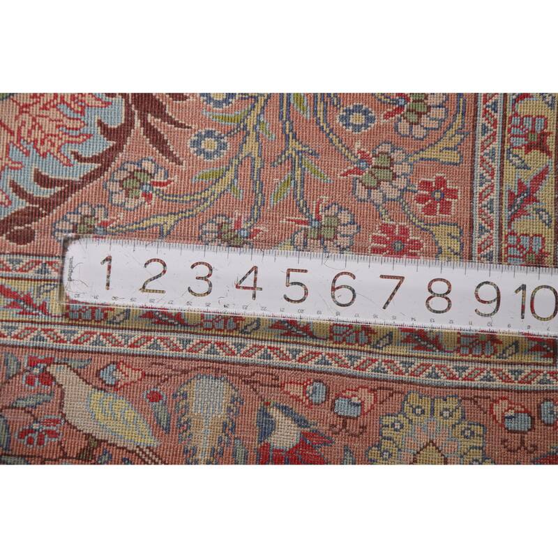 Hand Knotted Oriental Silk Carpet Traditional Floral Navy Blue & Blues Hereke Area Rug - 4' 10'' X 3' 3''