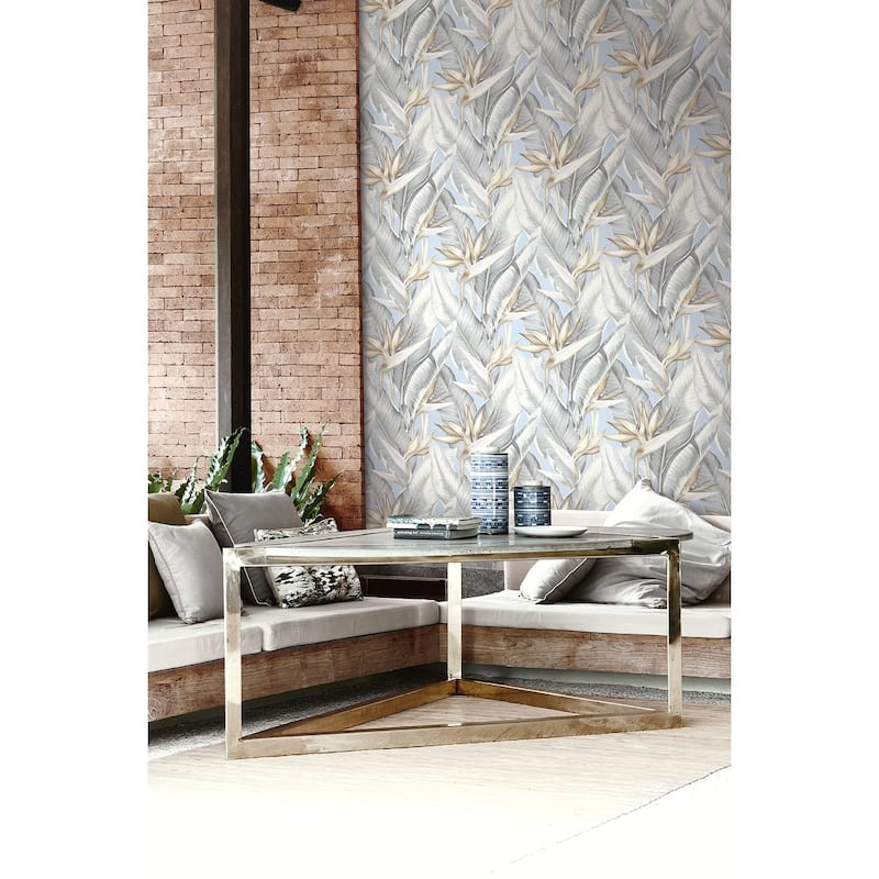 Kenneth James Arcadia Blueberry Banana Leaf Wallpaper - 20.5in x 396in x 0.025in