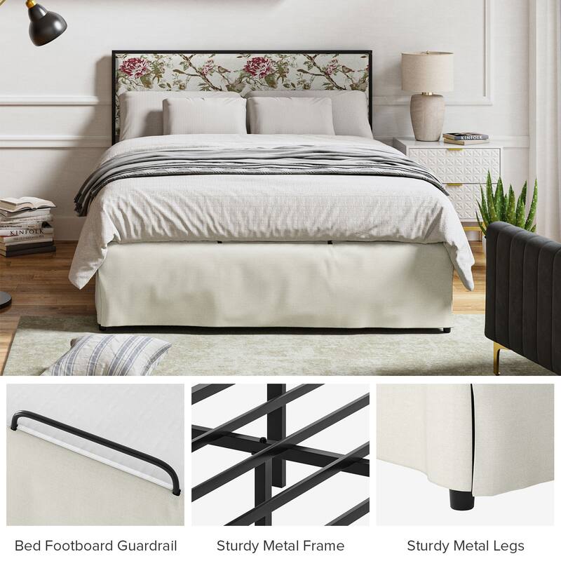 Oliver Modern Washable Slipcover Bed Upholstered Metal by HULALA HOME