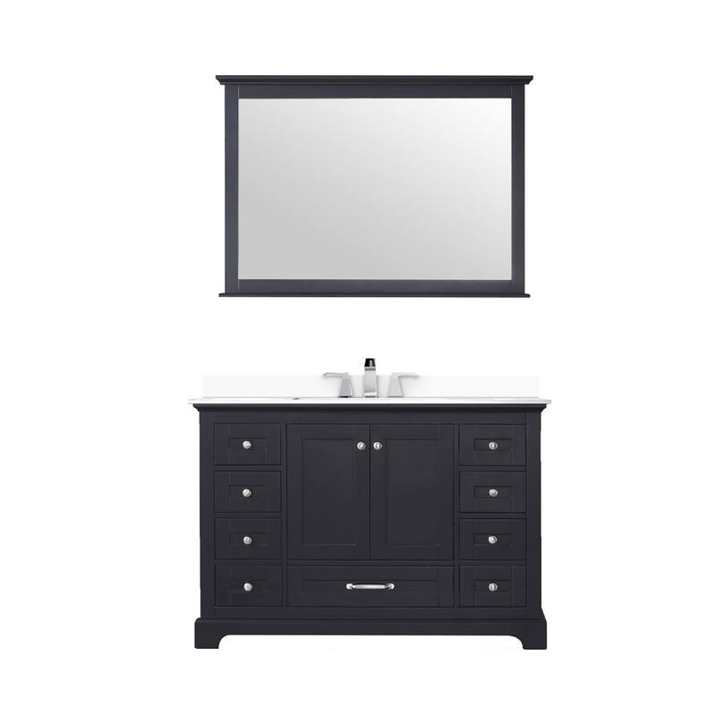 Dukes 48 in. W x 22 in. D White Single Bath Vanity, Cultured Marble Top, Faucet Set, and 46 in. Mirror