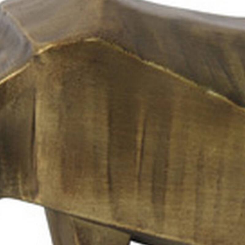 Geny Modern Rhino Sculpture, Tabletop Home Decor, Antique Gold Finish