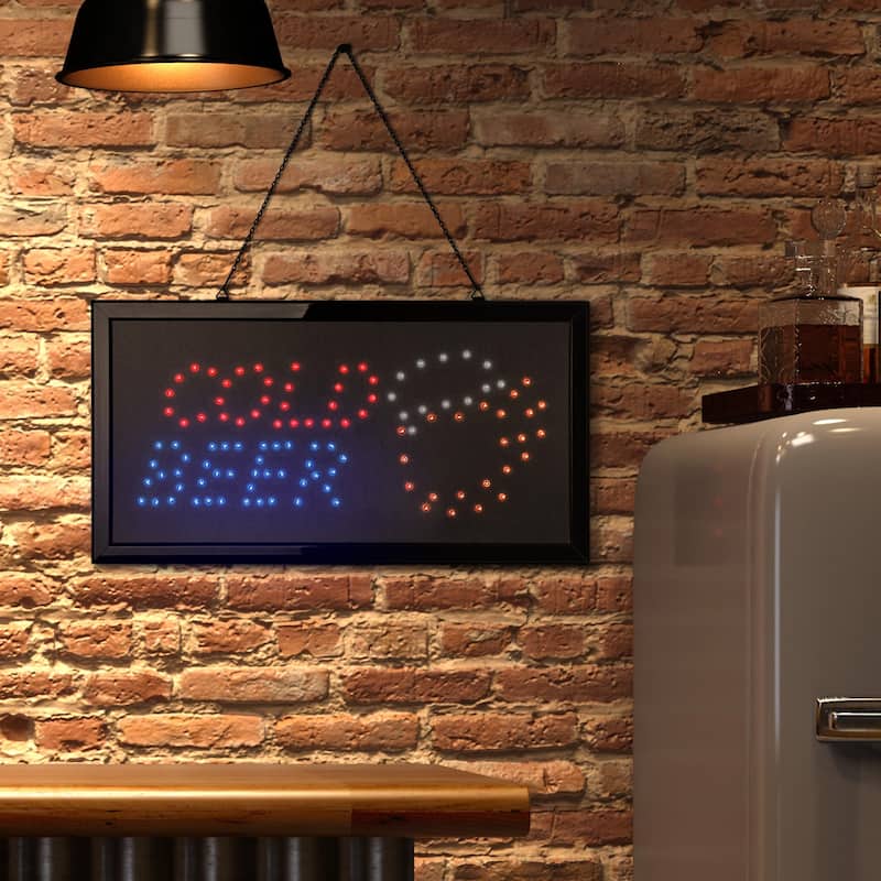 Licensed Cold Beer Framed Flashing LED Marquee Wall Sign (19"x10") - Multi - 19" x 10"