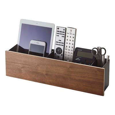 Yamazaki Home Desk Organizer - Two Sizes, Steel and Wood, Large - L 3.74 x W 17.72 x H 4.72 inches