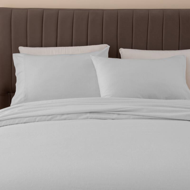 Ultra Soft 100% Turkish Cotton Flannel Double Brushed Solid Sheet Set